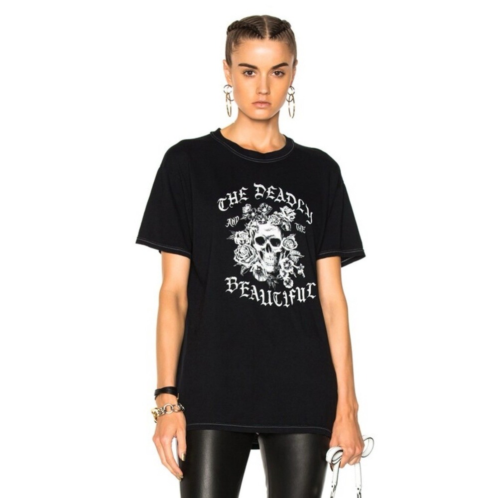 ADAPTATION Deadly Vintage Tee Women's Size Medium Shirt‎ Skulls $250